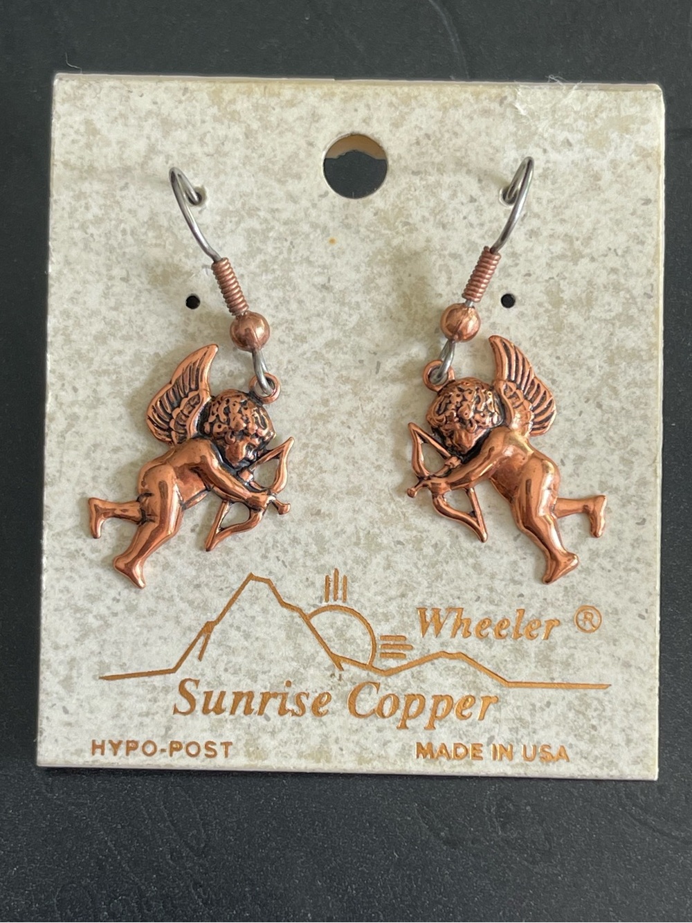 Wheeler sunrise copper Cherub Dangle Earrings